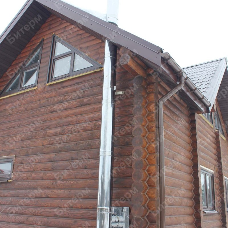 Утепленный дымоход снаружи дома 88