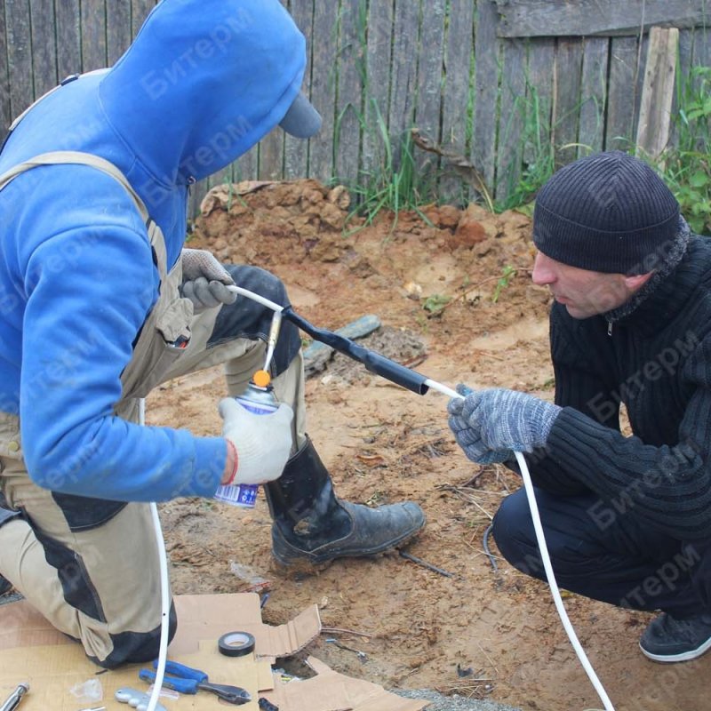 Пайка термоусадочной муфты 39